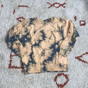 NWOT- Lacausa- Sz Med- Blue and Tan Tie Dye Crewneck- Cotton